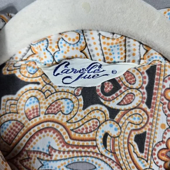 VTG Carole Sue Paisley Tunic Blouse L Multicolor Boho Festival Long Shirt Top - Picture 3 of 10
